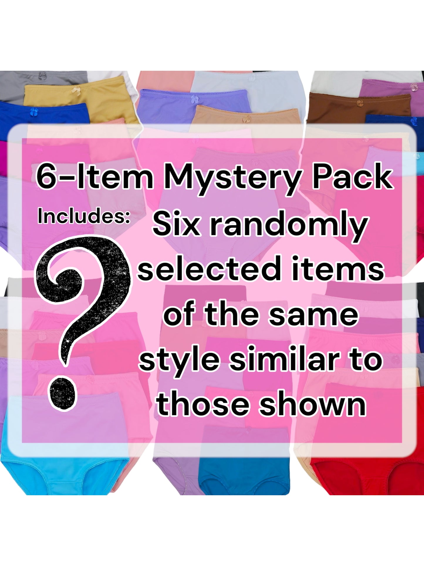 Women's Pack of 6 Randomly Assorted Plus Size High Waisted Girdle Panty Briefs
