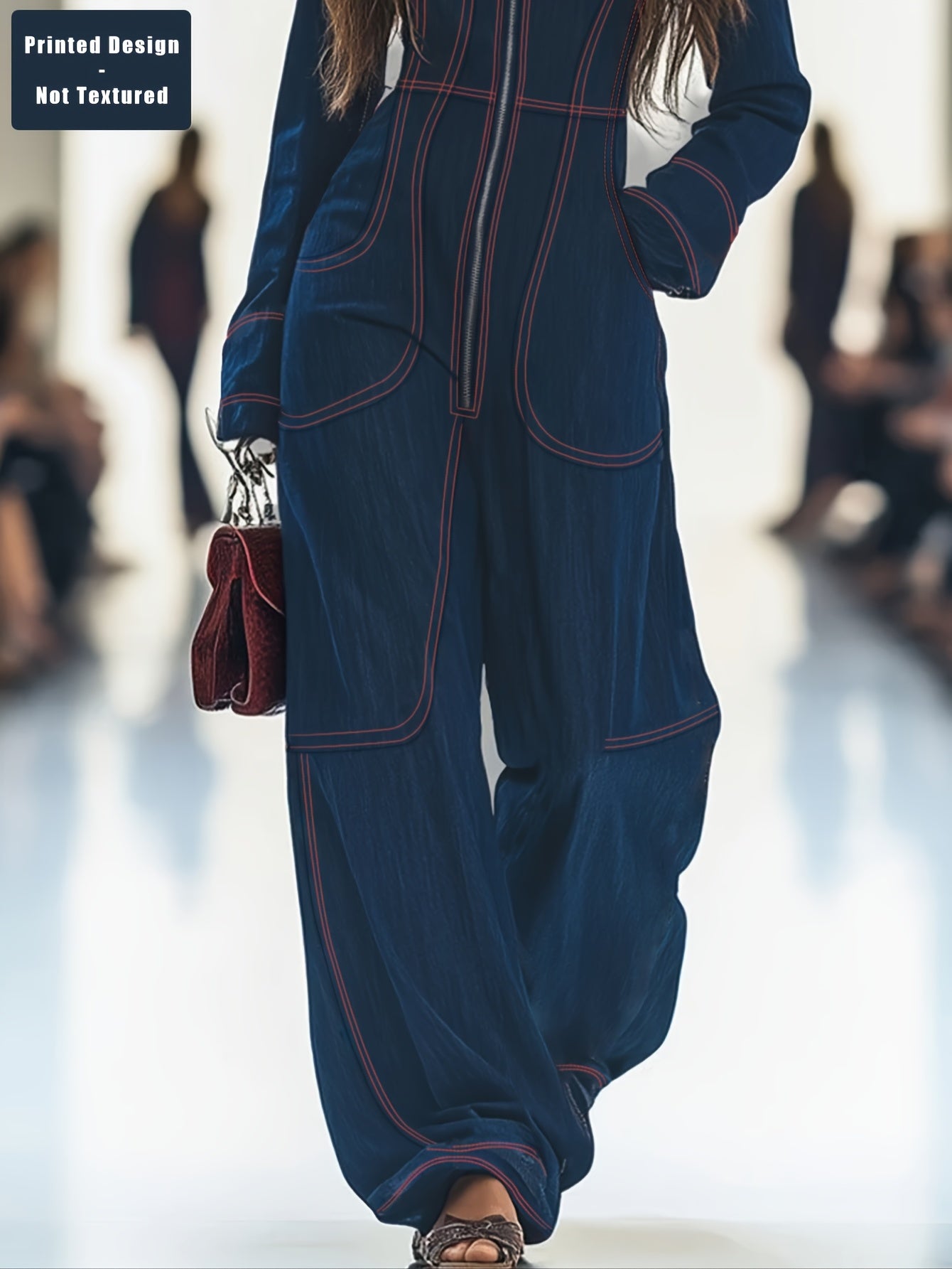 [Printed Design Jumpsuit] Vintage Casual Wide-Leg Jumpsuit | Printed Design – Not Textured Loose