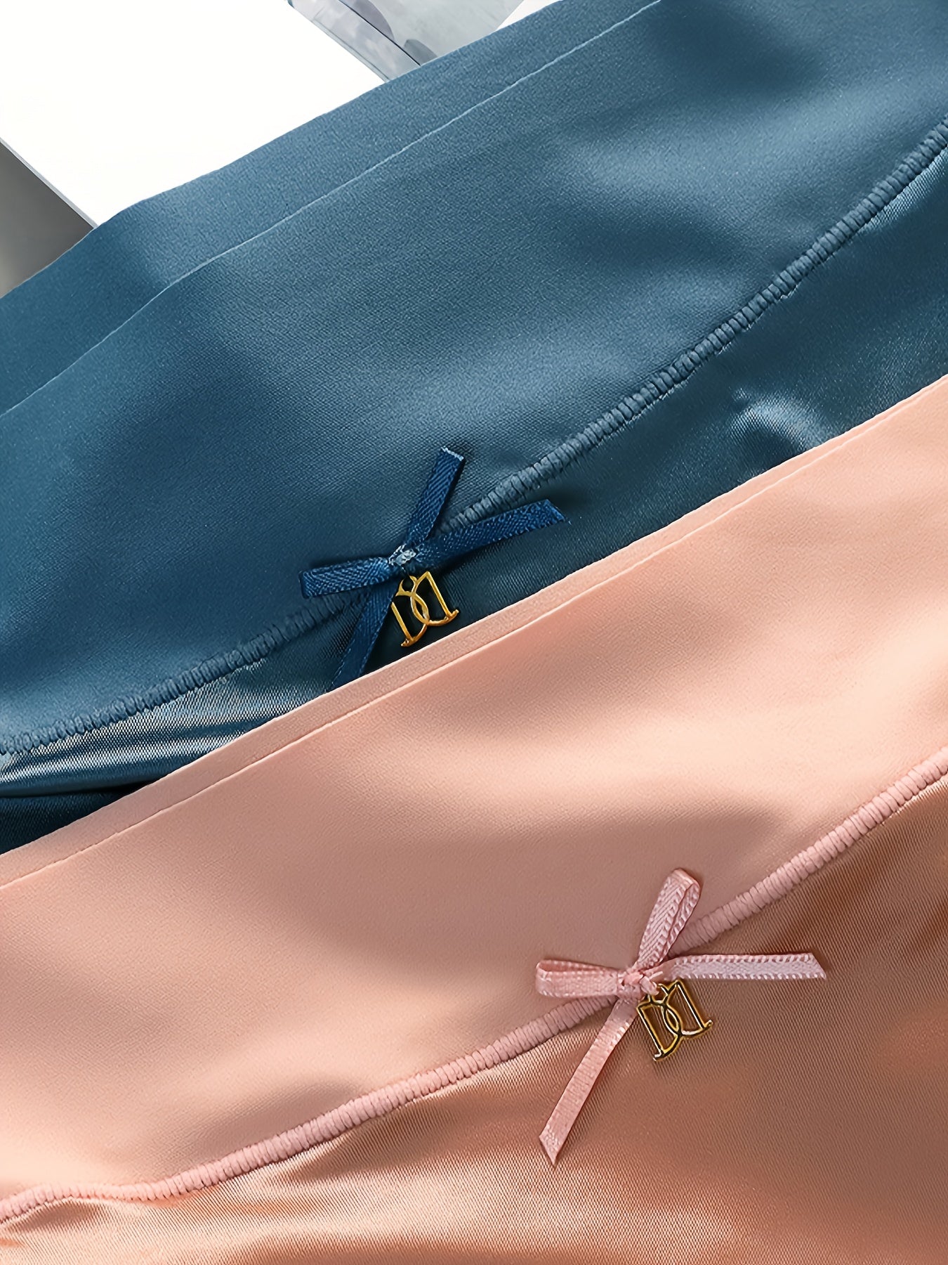 [Luxury Satin Panties] 6pcs Luxury Satin Bow Ruffle Panties - Soft And Stretchy - Stretch Low Rise Waist Panties - Fashionable Women's Lingerie Set for Casual Attire, New Autumn And Winter Style Solid Color Triangle Panties