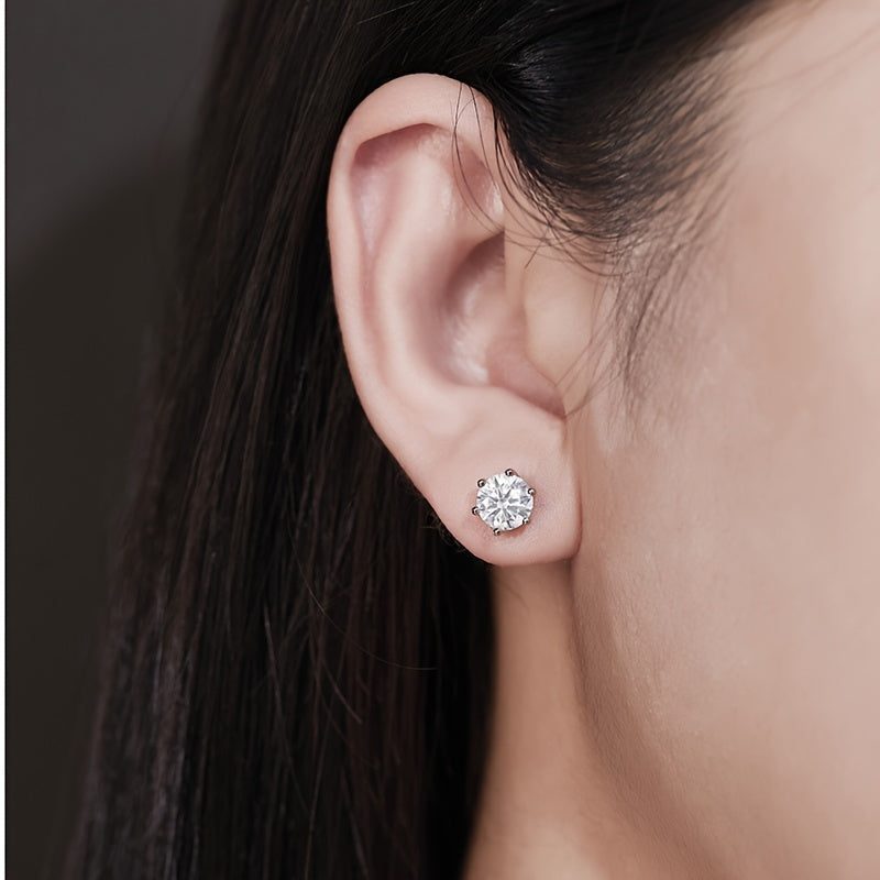 1pair 925 Pure Silvery Mozambique 's And 's Couple Sister Hip-hop Rock Earrings, Wedding Birthday Anniversary New Year's Gift, for Teenager, Anniversary Gift, New Year Gift, Stylish Earrings, Rock Style, Synthetic Gemstone, E