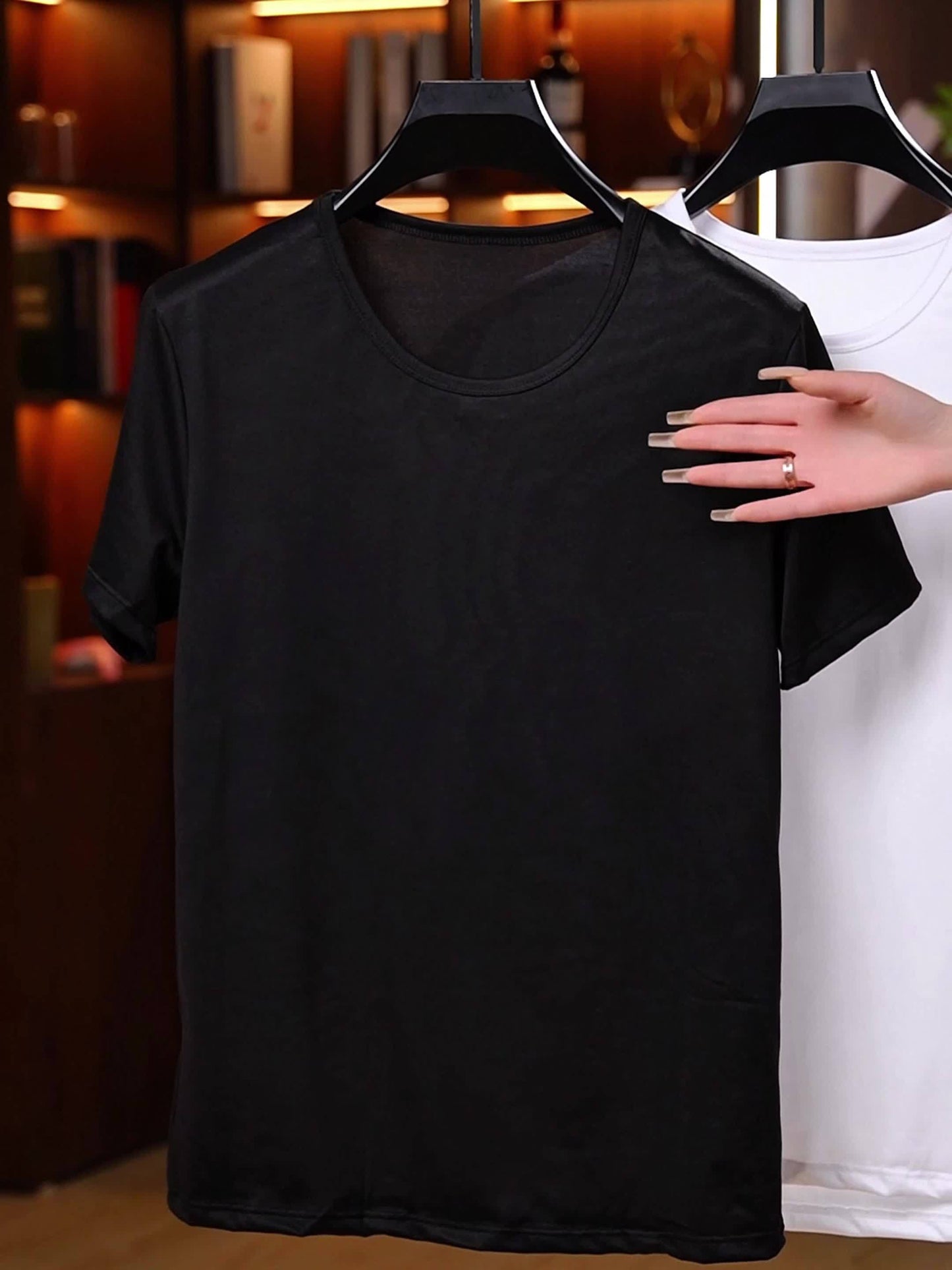 [5pcs Men's White Tees] 5pcs Men's White Solid Color Short-Sleeve T-Shirts - Tight-Fit Breathable Round Neck Gym Basic Tees for Fitness, Underwear & Layering | Year-Round Casual Wear | Bulk Pack for Cost Savings (s/SMen)