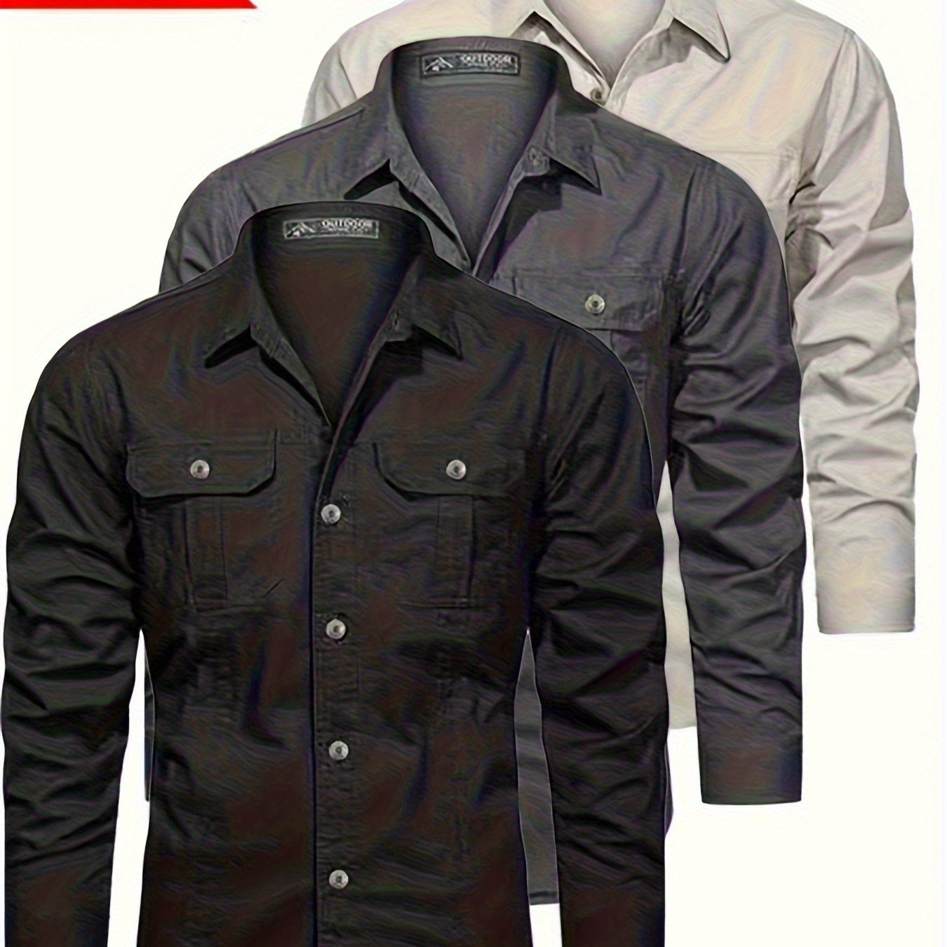 3pcs Set • Long-Sleeve Casual Outdoor Shirts • Multiple Pockets • for Spring And Autumn