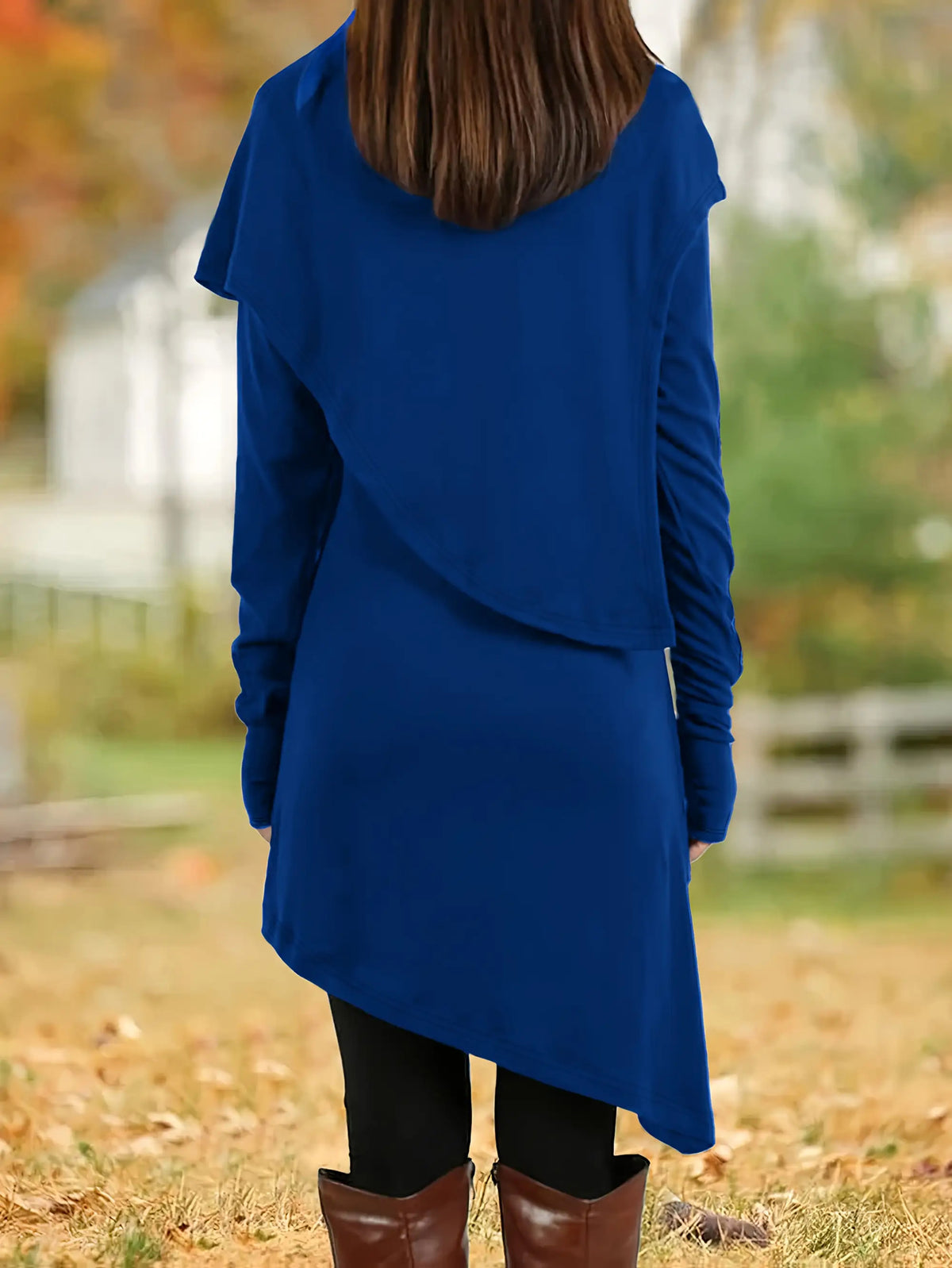 Women'S Elegant A-Line Slim-Fit Long Sleeve High Neck Dress with Short Jacket Sleeves - Solid Black Round Neck Winter Dress for Office, Party, Wedding Guest - Machine Washable Fall Winter Formal Attire, Casual to Semi-Formal