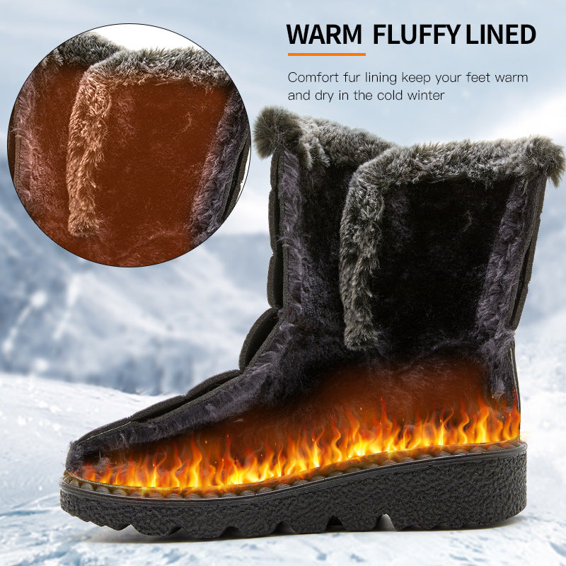Women's Winter High Quality Non-Slip Snow Boots with Thick Warm Faux Rabbit Collar - PVC &  Cold-Resistant Boots, Sole for Ice Traction, Warm Winter Footwear for Snow, Ice, Freezing Floors