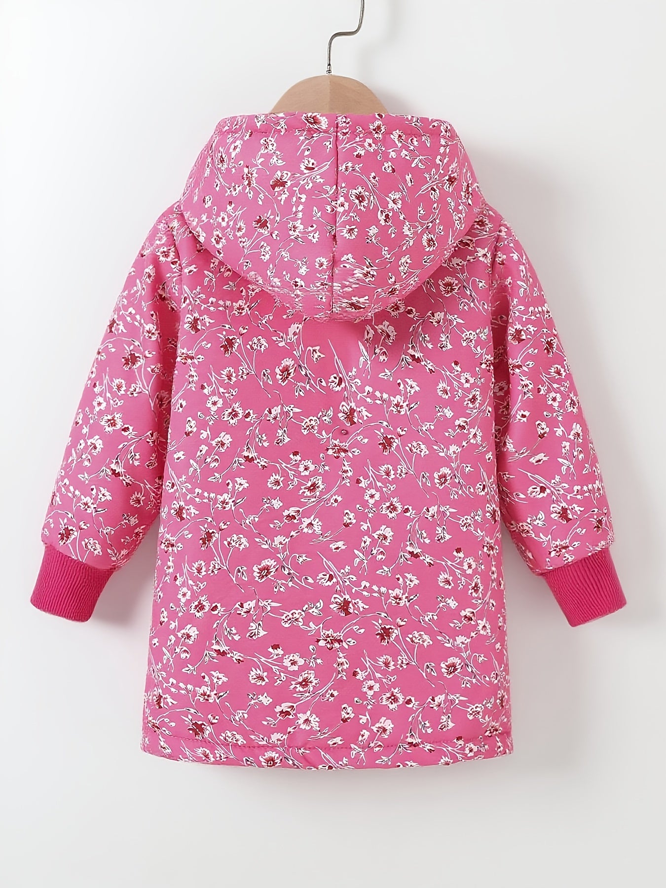 1pc Girls' Winter Coat - Long Sleeve Hooded Jacket with Front Button Closure, Non-Stretch Fabric for Cold Weather, School, Hiking, Everyday - Easy-to-Wear Outerwear for Girls (Random Color: Brown/Blue/Black/White/Pink/), Hiki