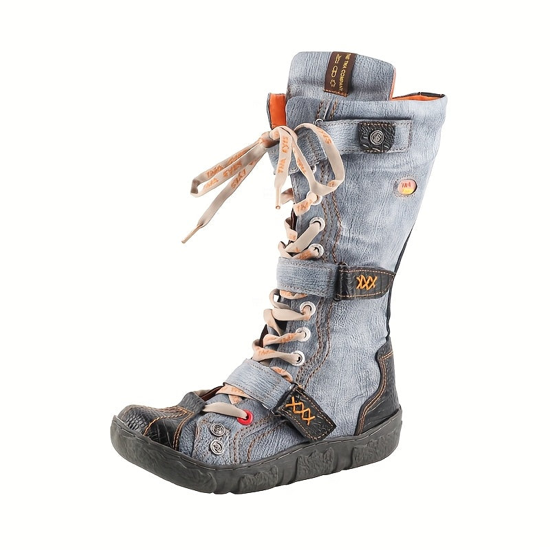 [Y2K Hottie Style Boots] TMA EYES Y2K Hottie Style Women's Mid Top Boots | Fashionable, Simple, Lightweight, Non-Velvet, Spring Summer