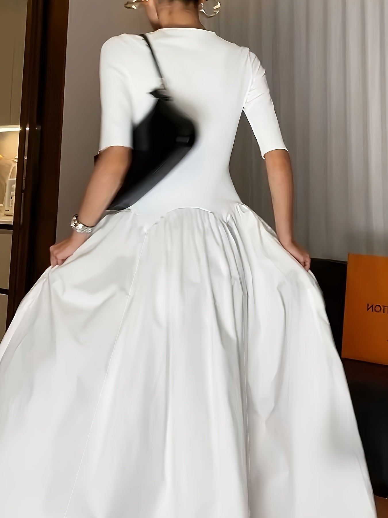 [Elegant French Style] Elegant French Style Maxi Dress | Smock Waist & Ruffle Hem | Party Wedding Guest Gown, Machine Washable Spring Summer Fall Formal Evening Dress