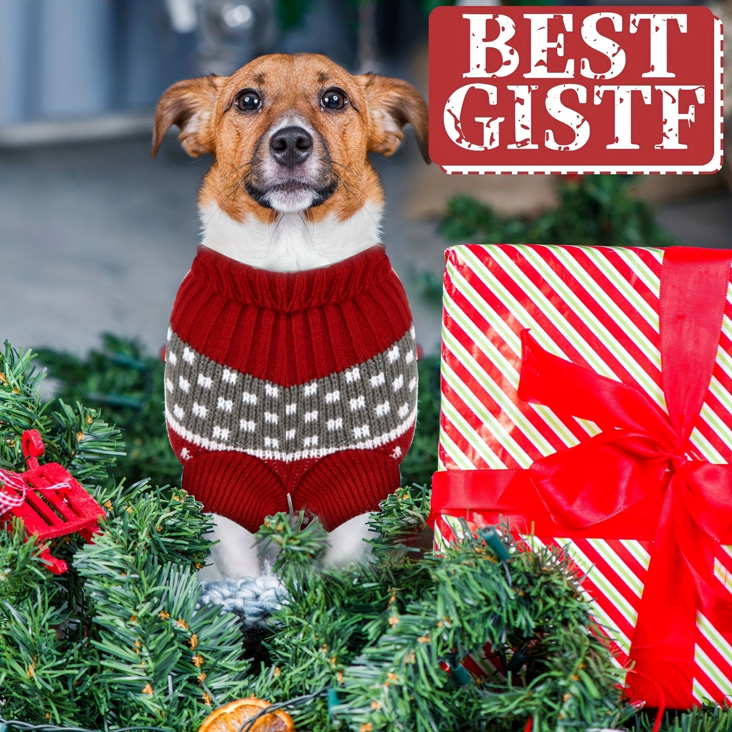 4pcs Dog Sweater Christmas Halloween Dog Holiday Sweater Puppy Snow Deer Reindeer Snowman Skull Bat Pumpkin Turkey Heart Warm Play Costume (Medium, Cute Pattern)