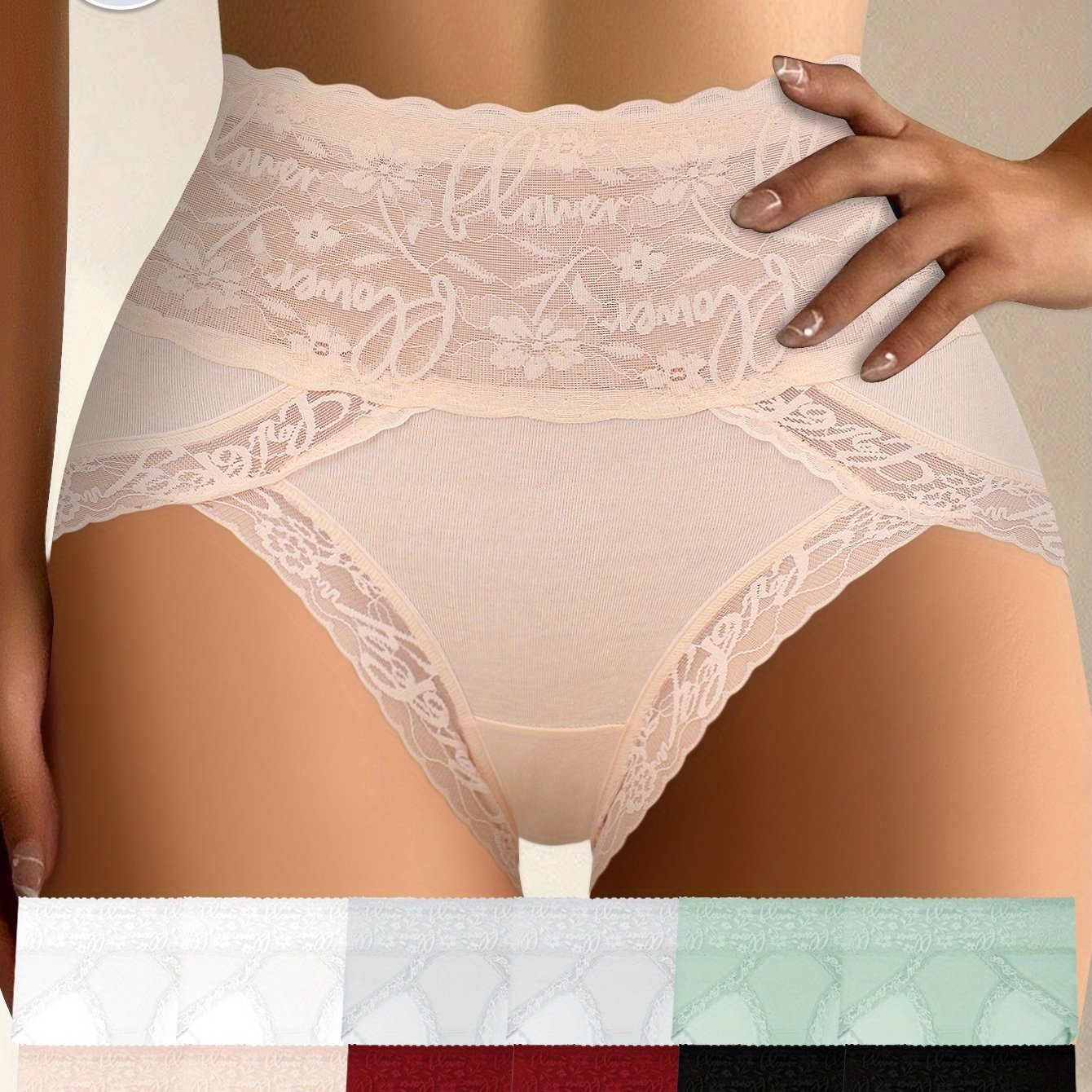 12pcs QUASTI Women'S High Waist Tummy Control Underwear - Seamless Butt Lifting & Body Shaping, Soft Breathable Comfort Fit, Mid-Rise Lace Trim, Multi-Color Options for Everyday Casual Wear, Tummy Control Underwear, Everyday