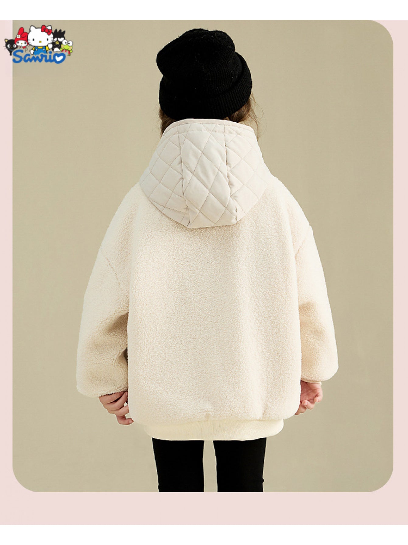 [Officially Licensed] Sanrio for hello kitty Girls' Thickened Warm Fake Two-Piece Jacket Cartoon Warm Winter Thickened Outerwear Comfortable Fabric Soft Skin-Friendly Fake Two-Piece Hooded Design Versatile Perfect Gift for Fa