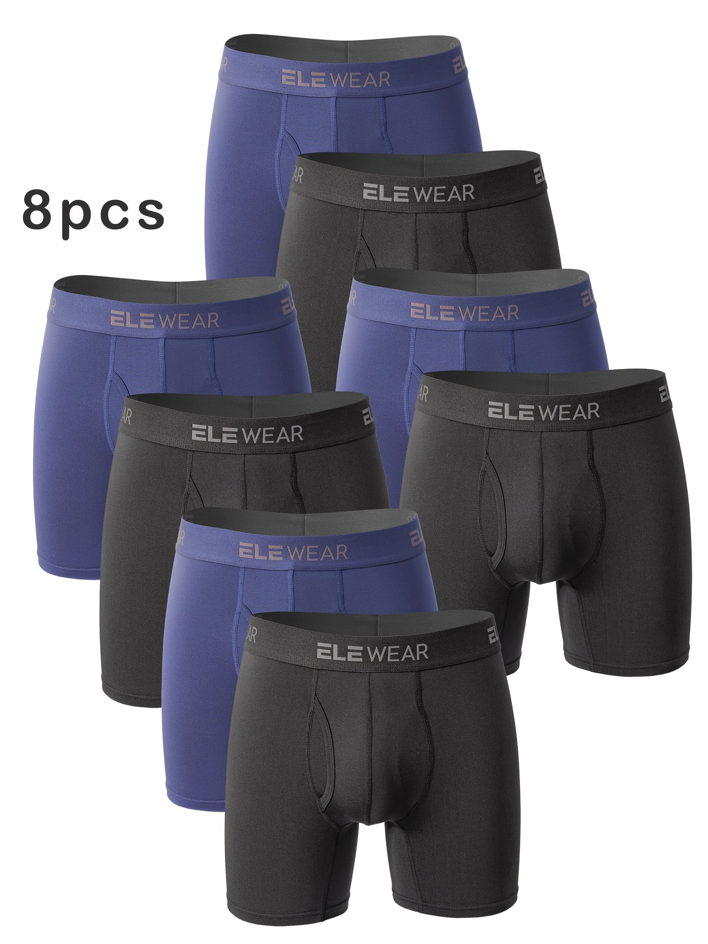 [Quick-Dry Sports Underwear] 8pcs Men's Boxer Briefs, Side Opening, Moisture-Wicking, Quick-Dry Sports Underwear