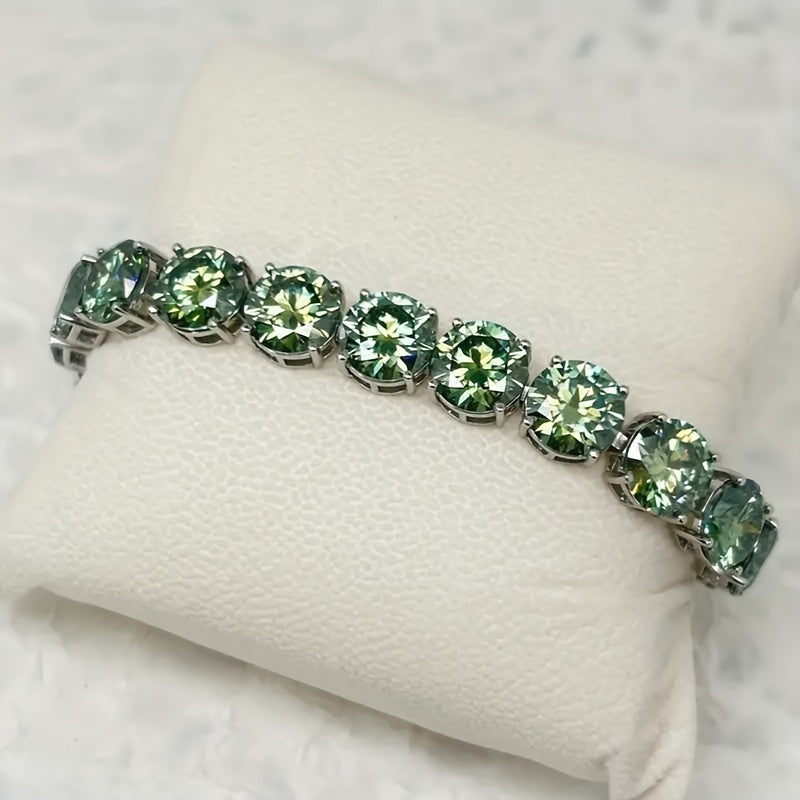 1pc S925 925 Silver 85 carat green Moisanne for moms, dads, wives and daughters, perfect for Casual Attire, Father's Day, Valentine's Day, parties, personality, creativity, holidays, weddings and banquets