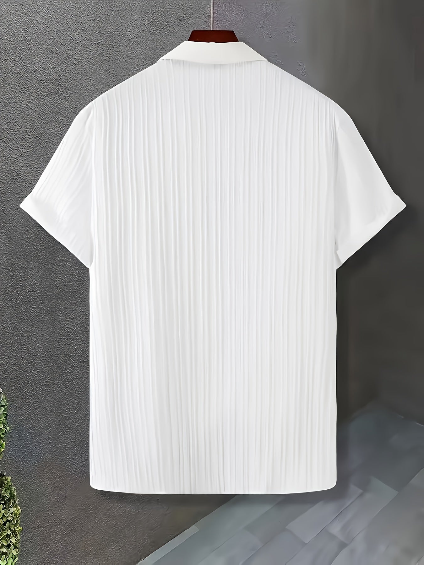 [5pcs Men's casual set] 5pcs Men's casual set | slightly elastic, solid color button up shirt