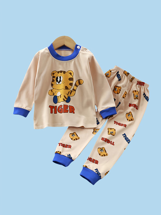 8pcs ' 6-Set 100% Cotton Winter Clothes - Soft & Warm Family Matching Outfits with Lion, Tiger, Bear, Dinosaur, Camping & Jungle Animal Prints | Cozy Playtime & Christmas Party Outfits | Ideal Gift Set for ( to 5 Years) - Eas