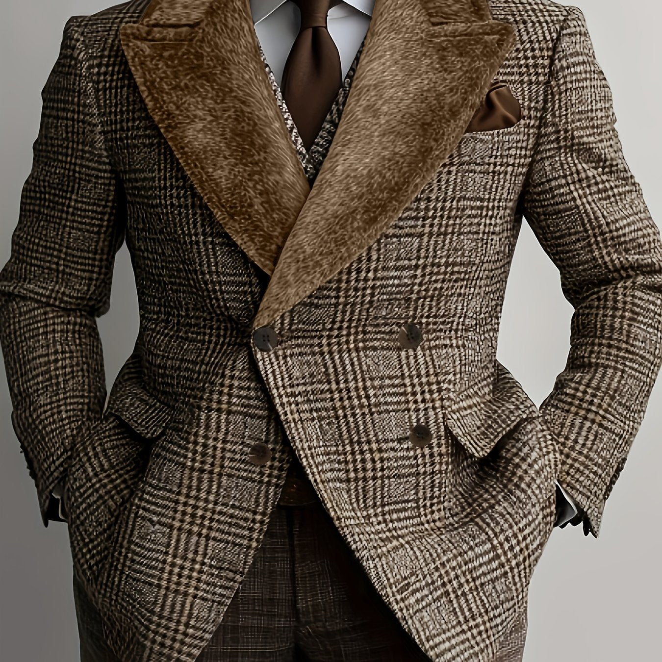 Men's Business Blazer • Soft Fabric • Double Breasted • Checked