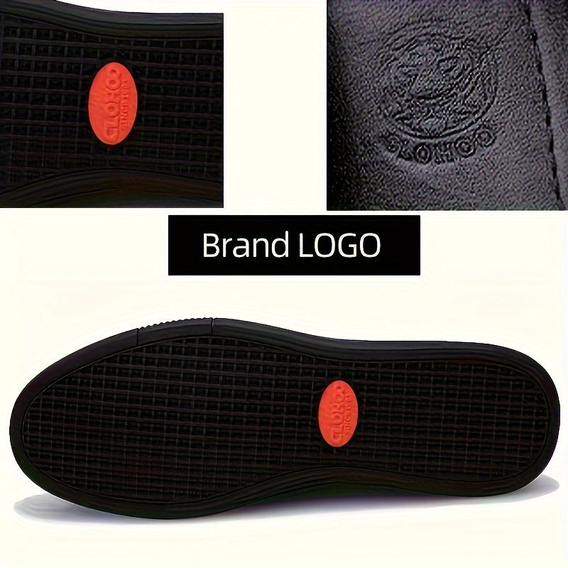 [Comfortable Men's Loafers] CLOHOO Men's Business Casual Loafers | Two-Layer Cowhide Rubber Sole, Breathable Faux Leather, Comfortable Soft-Soled Classic Shoes