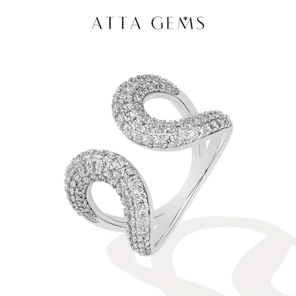 A Stunning S925 Silver Double C Open Ring Made of Moissanite, Fashionable And Elegant, Perfect Gift for a Girlfriend Or Wife.
