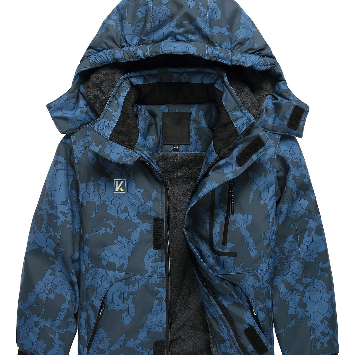 Boys' Thermal Ski Jacket with Fleece Lining - Windproof Cold-Resistant Hooded Winter Coat, Multi-Pocket Design & Zippered Storage, Lightweight & Low-Allergy for Skiing, Hiking, Outdoor Sports - All-Season Warmth for Boys & Te