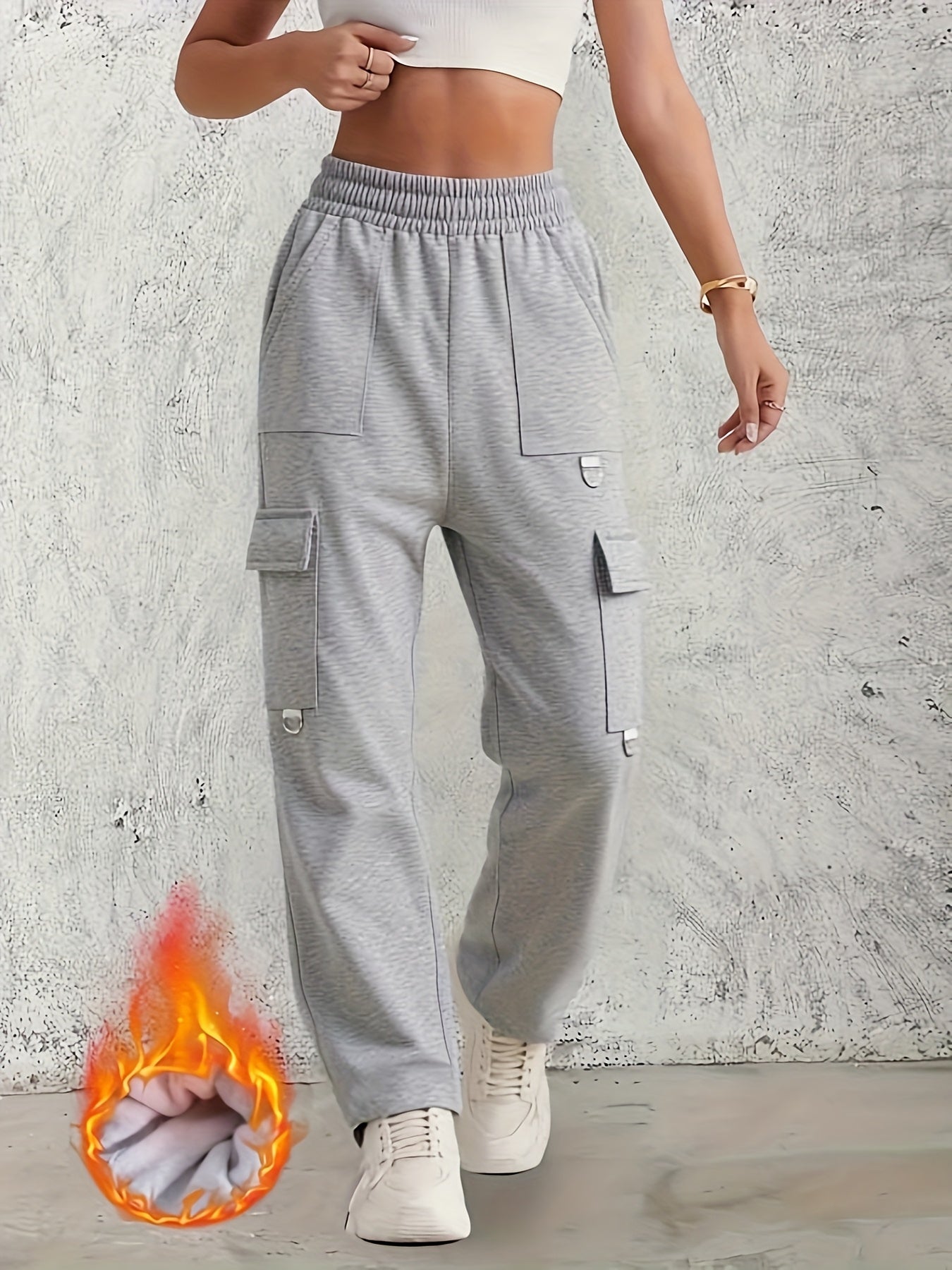 3pcs Girls' Heavy-Duty Work Pants - Winter Joggers with Elastic Waistband, Multi-Pocket Cargo Trousers for Teens, Machine Washable Pants in Black/Gray/ Pink - Outdoor, School, Everyday Cold-Weather Pants, Outdoor Activities,