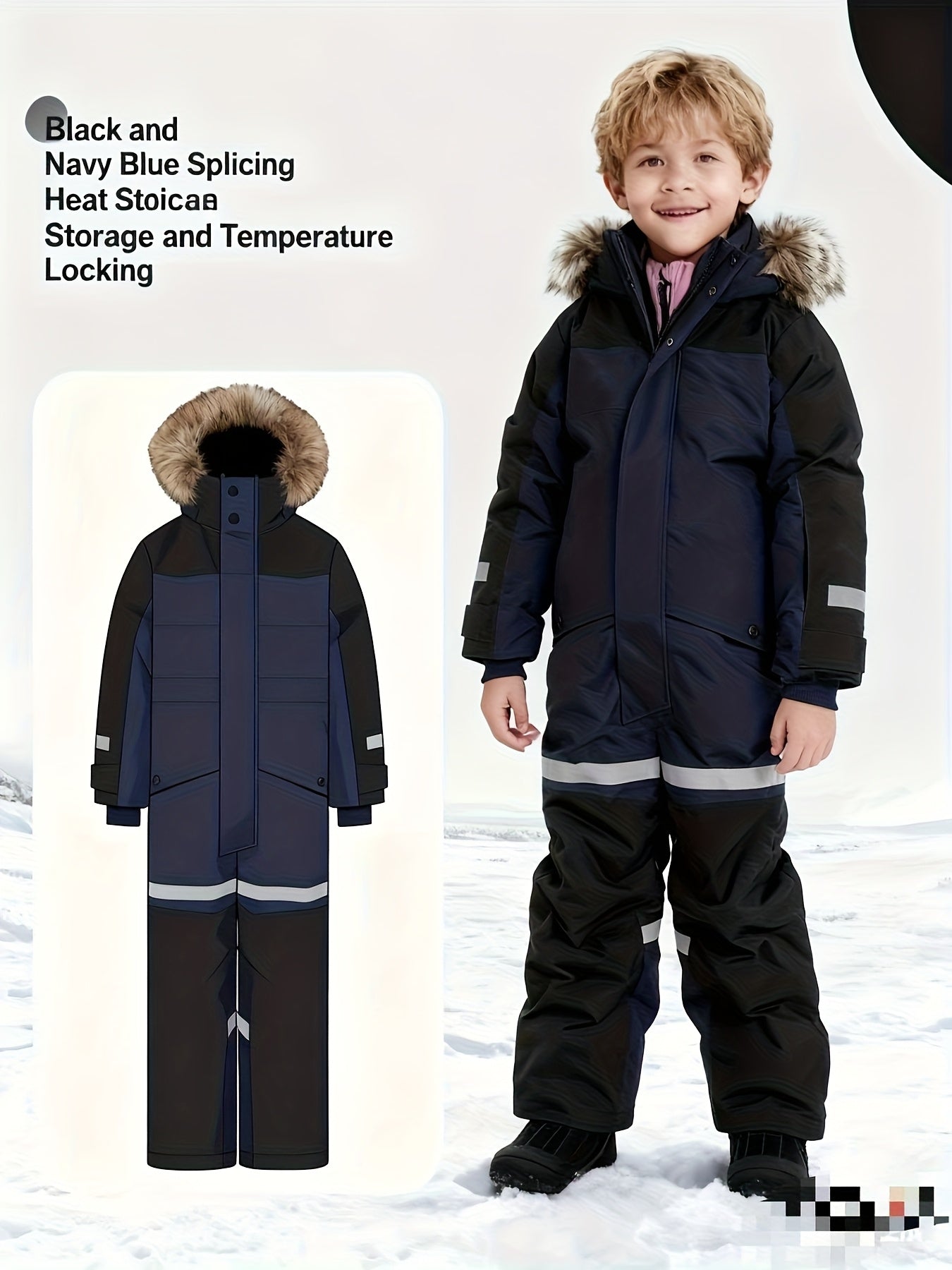 Boys' & Girls' Thickened Warm Windproof High Quality Snowboard Ski Suit Set - Full-Zip/Hooded One-Piece Winter Sports Outfit, Cold-Weather Clothing for Skiing, Ice Skating, Hockey, Birthdays & Christmas Gifts for & (Hand Wash