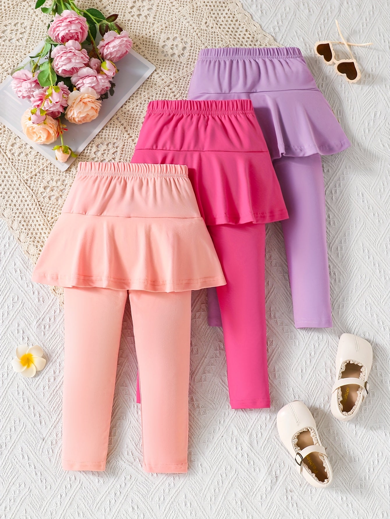Casual Dress Pants with a Cat Pattern for Young Girls in Spring And Autumn (Set of 3), a Gift for My Daughter.
