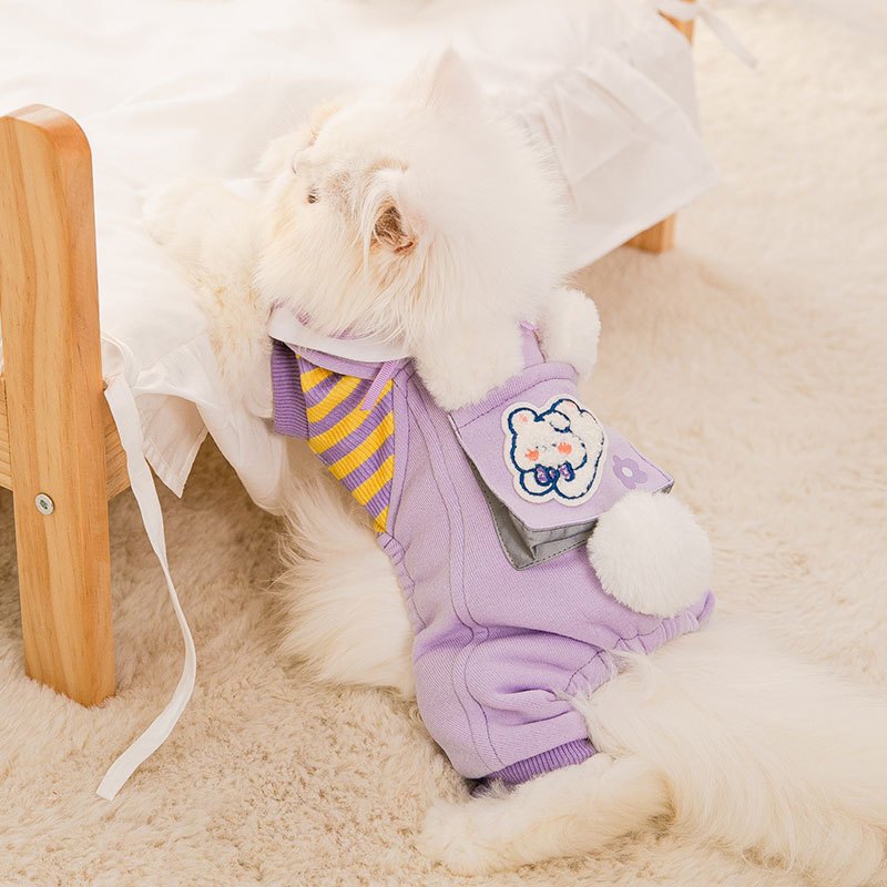 Cozy Winter Cat Onesie - Anti-Pilling & Easy Slip-On Outfit for Kittens, Small & Large Breeds - Soft Warm Sweater for Indoor/Outdoor Use - Cute Pet Costume for Cold Weather