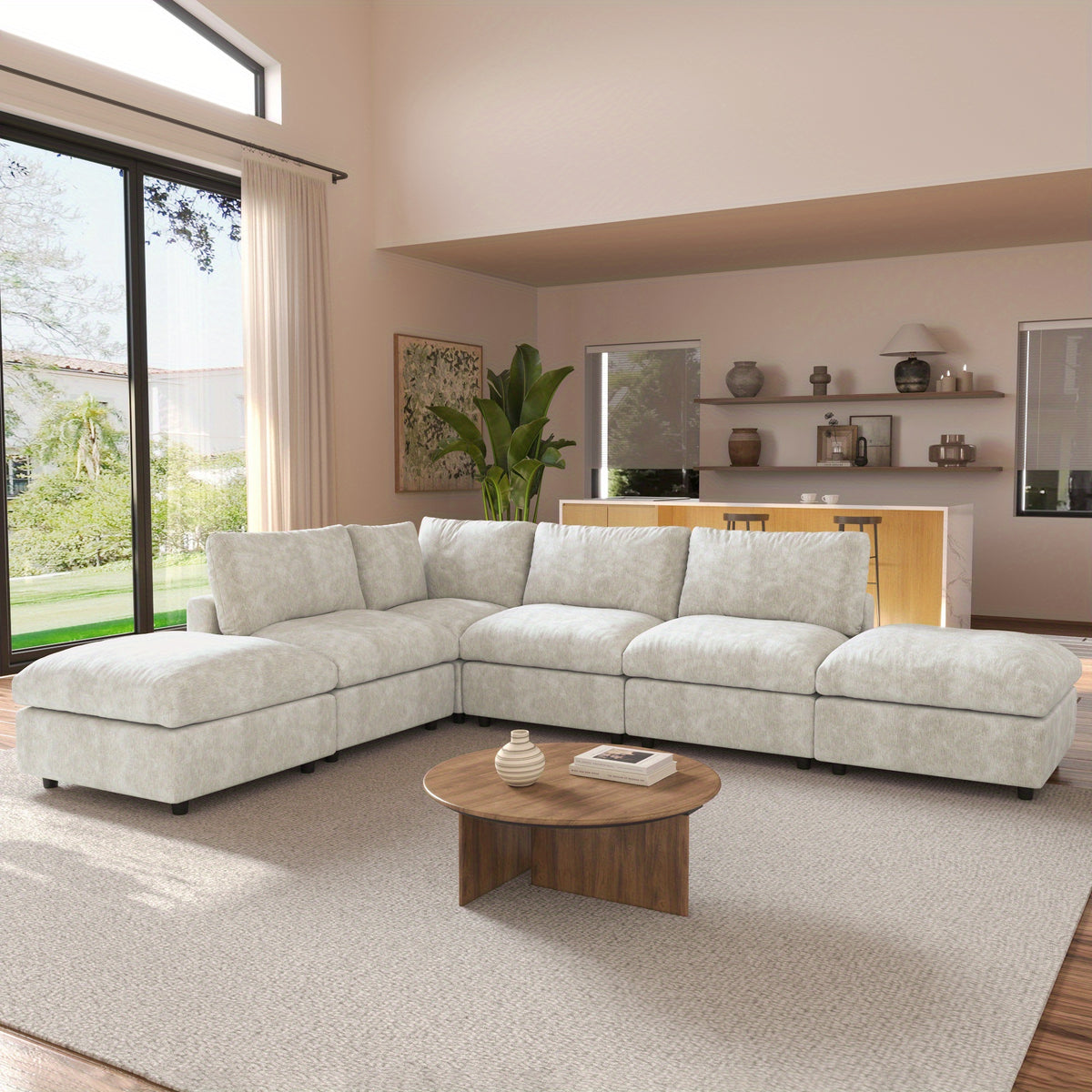 [Cloud Couch Sectional] Oversized Modular Cloud Couch Sectional Sofa | 134" U-Shaped Convertible Living Room Set with 2 Ottomans, Washable & Replaceable Covers