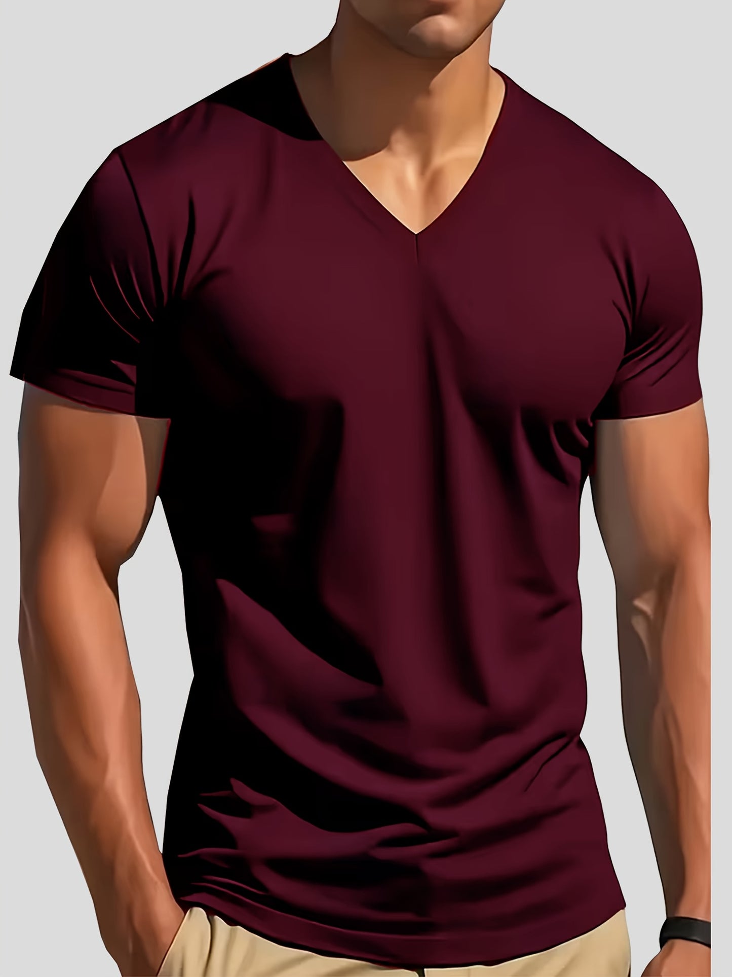 5-Pack Men'S V-Neck T-Shirts | Comfortable, Slightly Stretchable, Slim Fit, Versatile Design, Sportswear, Quick-Dry, Modern Style, Casual Sports Apparel