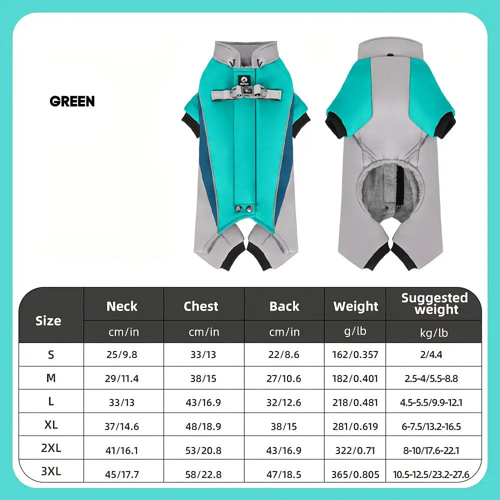 1pc Heavy-Duty Winter Dog Coat with 4-Wheel Houndout Design- Thermal Insulated Snowproof Jacket for Small, Medium, Large Dogs- Easy Snap Buttons& Closure, Reflective Safety strips- Ideal for Shih Tzu, Pomeranian, Cocker Spani