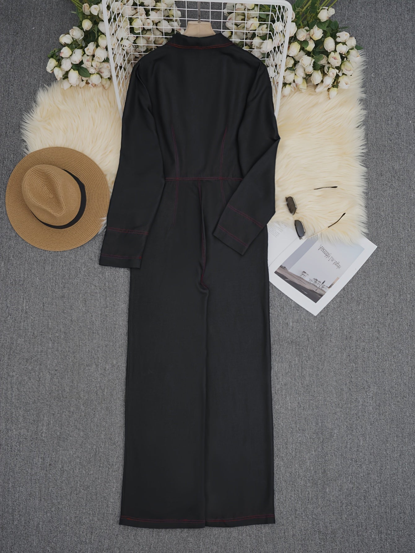 [Printed Design Jumpsuit] Vintage Casual Wide-Leg Jumpsuit | Printed Design – Not Textured Loose