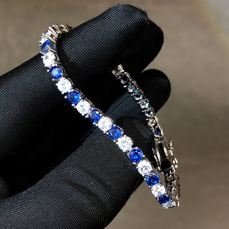 1pc Italian Luxury 925 Silver Moissanite Inlaid Bracelet, Designed And Hand-crafted By An Italian Designer, Is Perfect As An Anniversary Gift for Your Wife, Suitable for Various Occasions Such As Banquets, And Comes with A Be