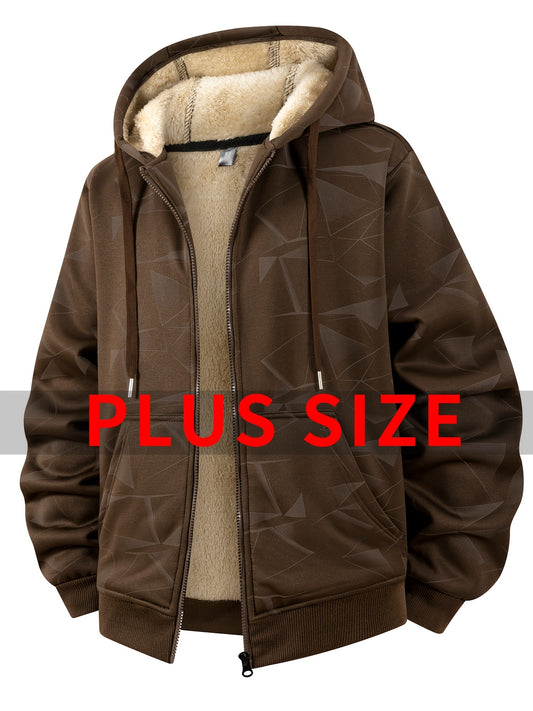 Men's Plus Size Winter Jacket/Thick Insulated Hooded Coat/Full-Zip Closure/Heavy-Duty Outerwear for Cold Weather/Full-Zip Front & Side Pockets/Formal & Everyday Winter Jacket for Men (available In, Navy, Brown)/Ideal For Chri