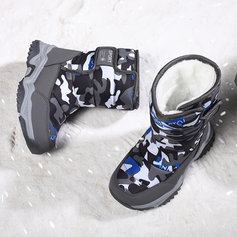 Kids' High-Top Snow Boots - Non-Slip Warm Winter Shoes with Closure, Durable TPR Sole & Breathable Fabric Lining for Outdoor Hiking, Casual Wear - Boys & Girls, Hiking Boots, Hiking Footwear, Sporty Design, Secure Fit Footwea