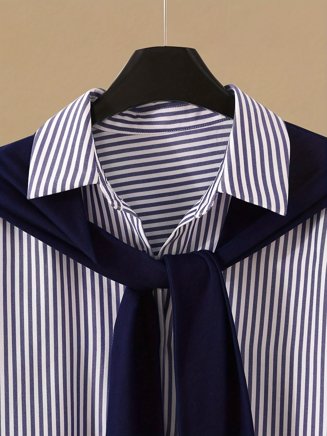 [Striped Shirt & Pants] Gavin 2pcs/Set Women's Striped Shirt & High-Waisted Pants | Shawl Collar | Spring/Autumn