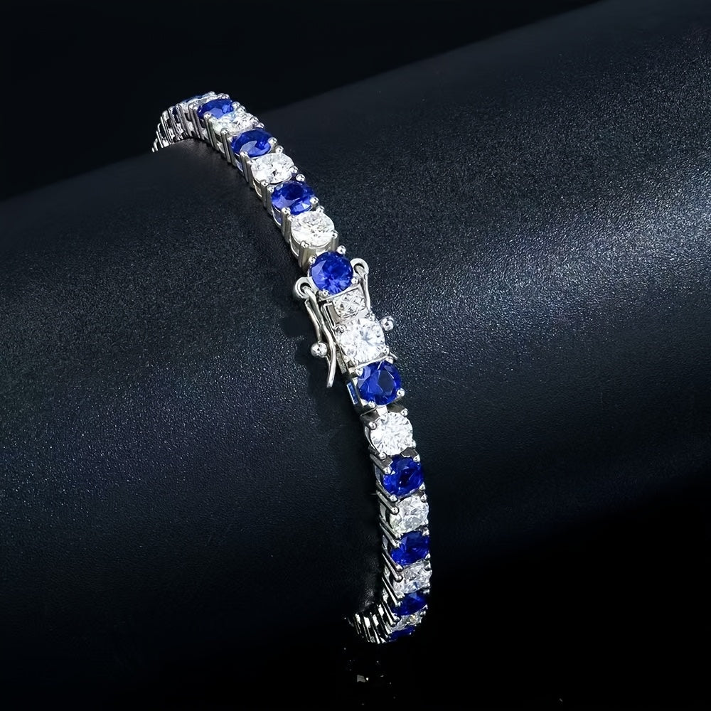 1pc Italian Luxury 925 Silver Moissanite Inlaid Bracelet, Designed And Hand-crafted By An Italian Designer, Is Perfect As An Anniversary Gift for Your Wife, Suitable for Various Occasions Such As Banquets, And Comes with A Be