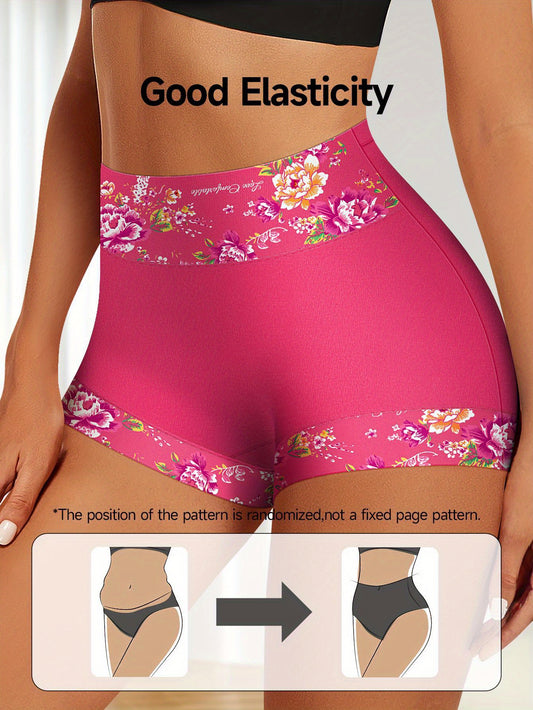 12-pack Women's high waisted Cotton printed underwear is Light Beige friendly, comfortable, breathable, and sweat resistant, suitable for daily commuting and light exercise