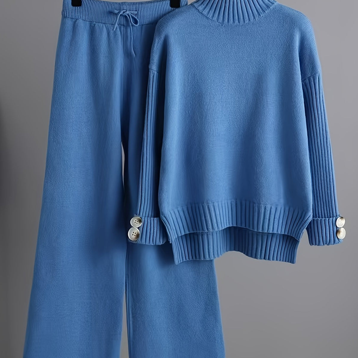 Autumn And Winter Women's New Casual Suit, Half-turtleneck Sweater, Thickened Outerwear, Loose Two-piece Set, And American Style.