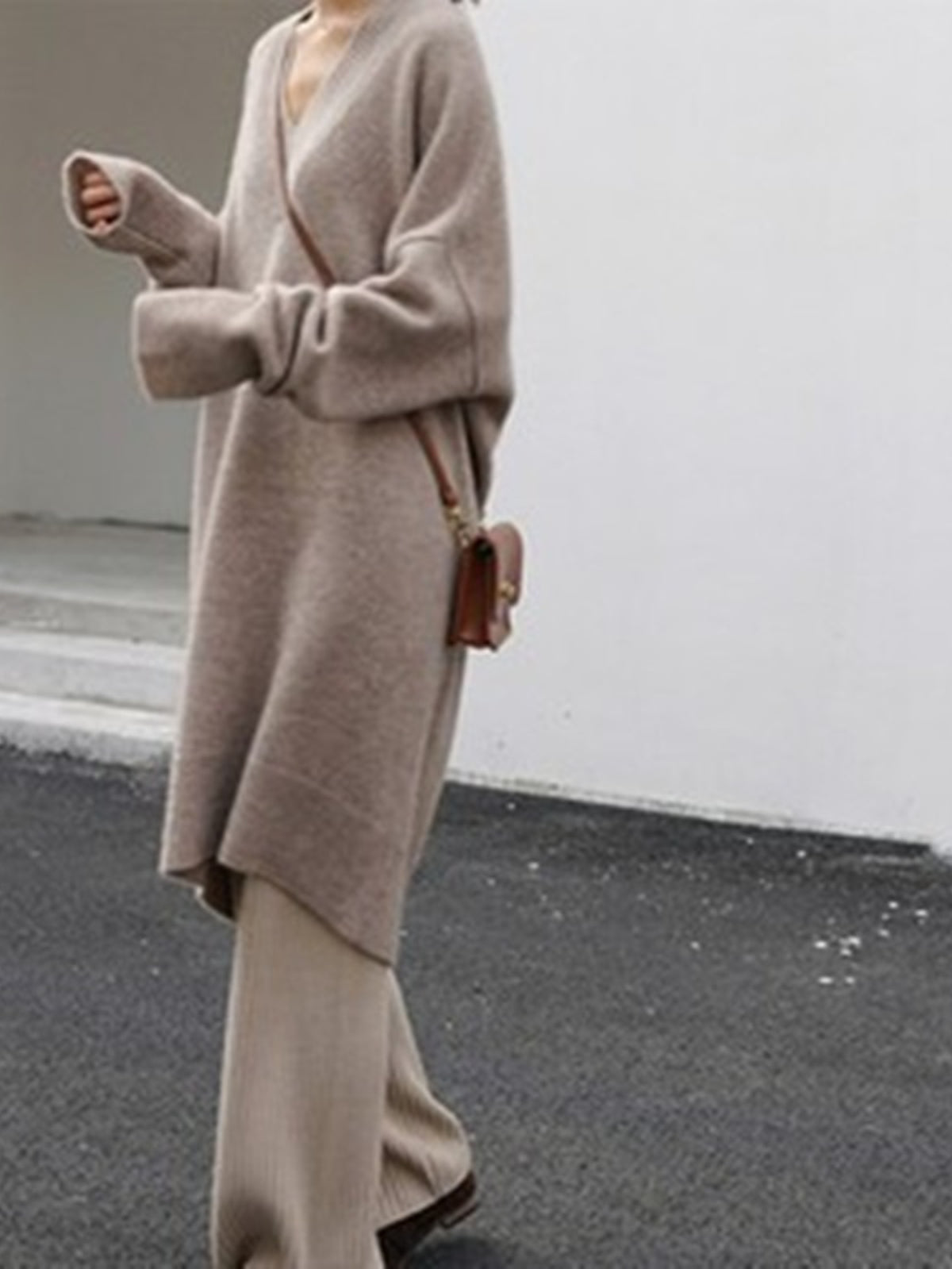 HERTALK Winter Dress with Over-the-Knee - Long Sleeve A-Line Sweater Dress, Soft Short Jacket-like Collar, Slim-Fit Base Layer for Trousers/ Pants (Hand Washable) - Cozy Tunic for Casual & Formal Outfits