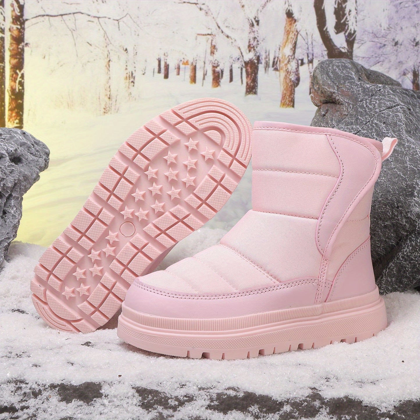 Kids High-Top Winter Snow Boots with Zipper Closure & TPR Sole - Heavy-Duty High Quality Cold Weather Boots with Cushioned Insole, Round Toe & Arch for Boys & Girls (Toddlers to Youth) - Ideal for School, Playground, Travel,