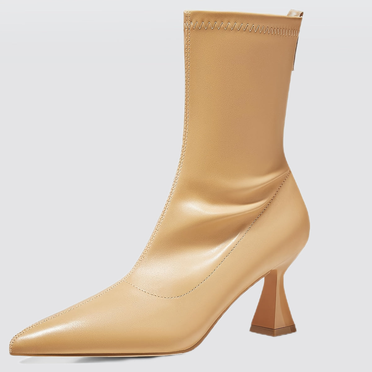Elegant Women's Ankle Boots - Pointed Toe, Low Kitten Heel, Side Zipper Closure, Faux Cover Upper, Ideal for Office and Casual Wear, Casual Chic Footwear | Elegant Pointed Boots | Faux Cover Boots