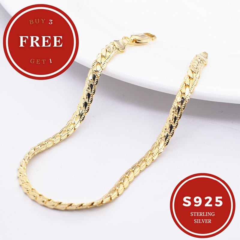 18K gold plated 18K gold plated-plated Necklace, 925 Sterling Silvery Golden Snake Bone Necklace, Fashionable Teenager'S And Teenager'S Necklaces, Party Gifts, Birthday - Festival Gifts For Boyfriends And Girlfriends, Wives,