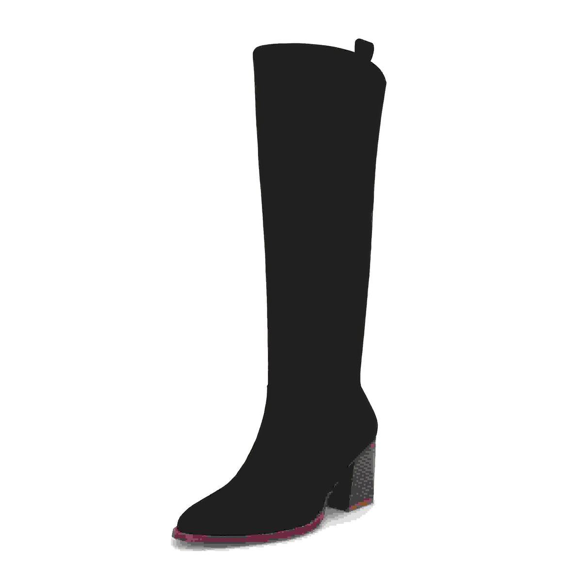 Women's Stretch Faux Cover Knee-High Boots with Pointed Toe & Chunky Block Heel - Side Zipper Winter Boots, Machine Washable PU Sole for Casual & Formal Outfits, Dressy Boots
