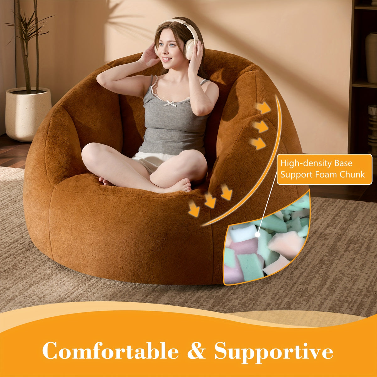 LIVING&GIVING Giant Bean Bag Chair for Adults - Oversized Plush Boneless Beanbag Couch with Memory Foam Filling, Floor Sofa Chair Suitable for Bedroom, Living Room & Game Room - - Lounge Chair, No Assembly Required
