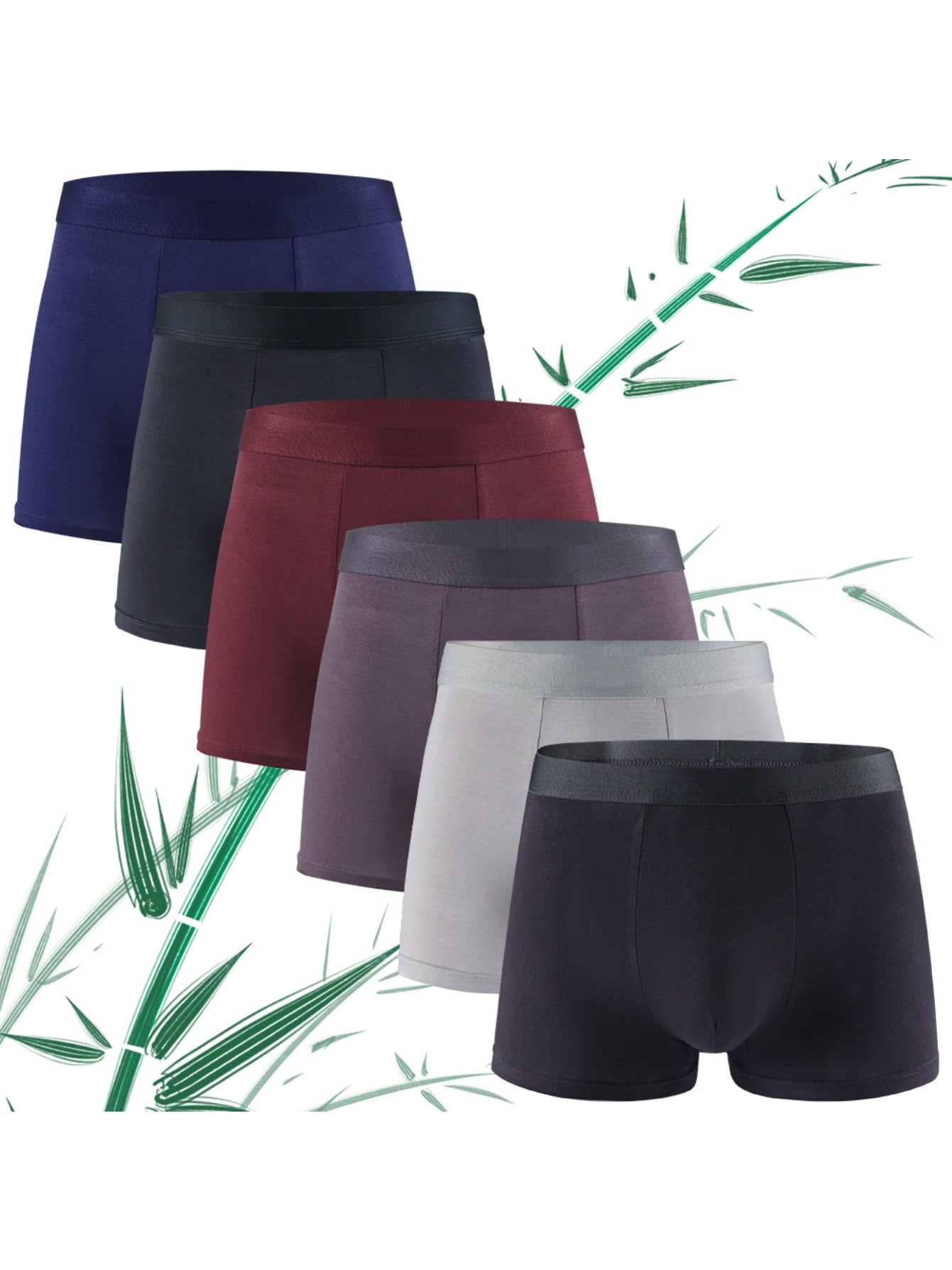 [Bamboo Fiber Boxer Briefs] 6pcs Men's Bamboo Fiber Boxer Briefs - Moisture-Wicking Breathable Soft Stretch Underwear - Suitable for Sports and Daily Wear - All-Season Comfort Youthful Design Classic Boxer Style Smooth Fabric