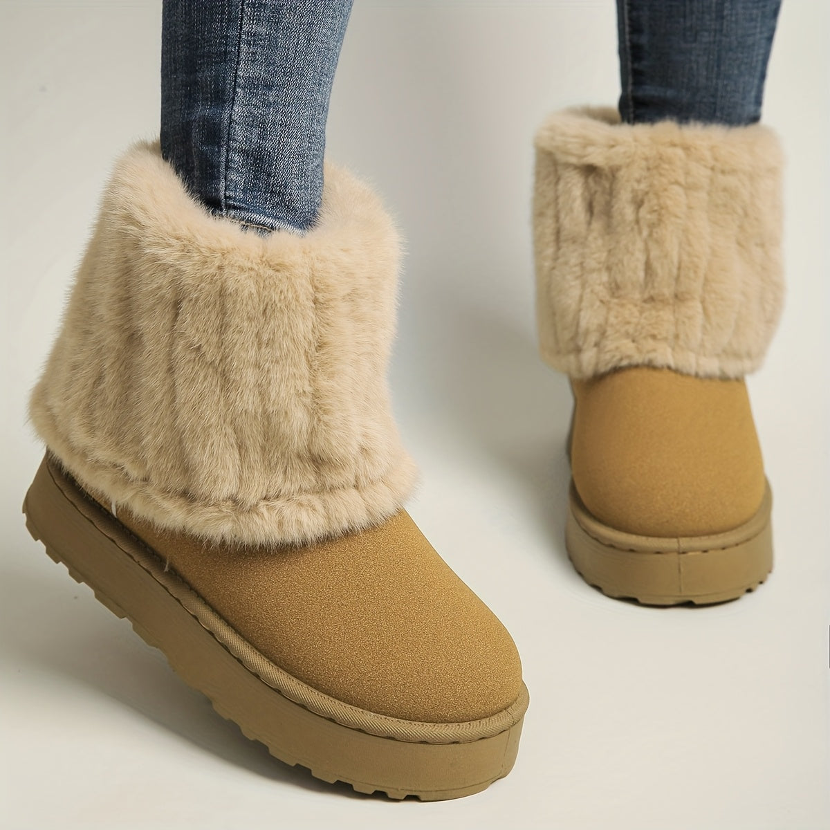 2025 New Women'S Shoes - Cold-Proof Snow Boots With Non-Slip Rubber Sole, Lightweight & Slim-Fit, Suitable For Snowy Walks/Commuting/Travel, Warm Plush Lined (Beige/Camel/Black)