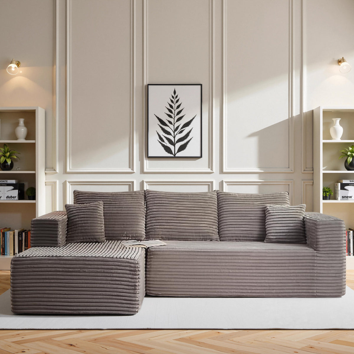 108" Cloud Sectional Couch with L-Shape Chaise, Modern Modular Sofa with Deep Seat, Upholstered Couches for Living Room Bedroom, No Assembly Required