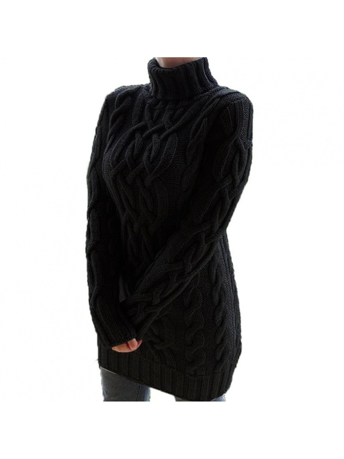 Women'S Retro Thickened Sweater - European & American Style Double Collar Pencil Dress, Solid Color Winter Warmth, Elegant Office & Semi-Formal Attire, Durable Thick Yarn Construction, Comfortable Casual to Professional Outfi