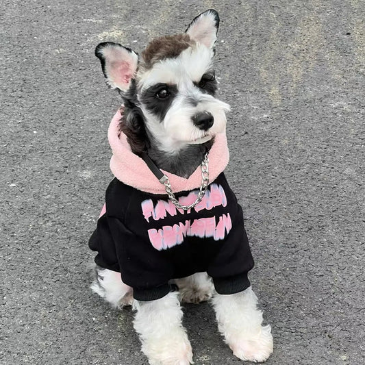 Winter -Lined British Hooded Dog Jacket Sweatshirt - Cozy Warm Pullover for Small Medium Large Dogs, Cute Pet Clothes for Pomeranian, Chihuahua, Poodle, Cocker Spaniel & More, Outdoor Winter Wear