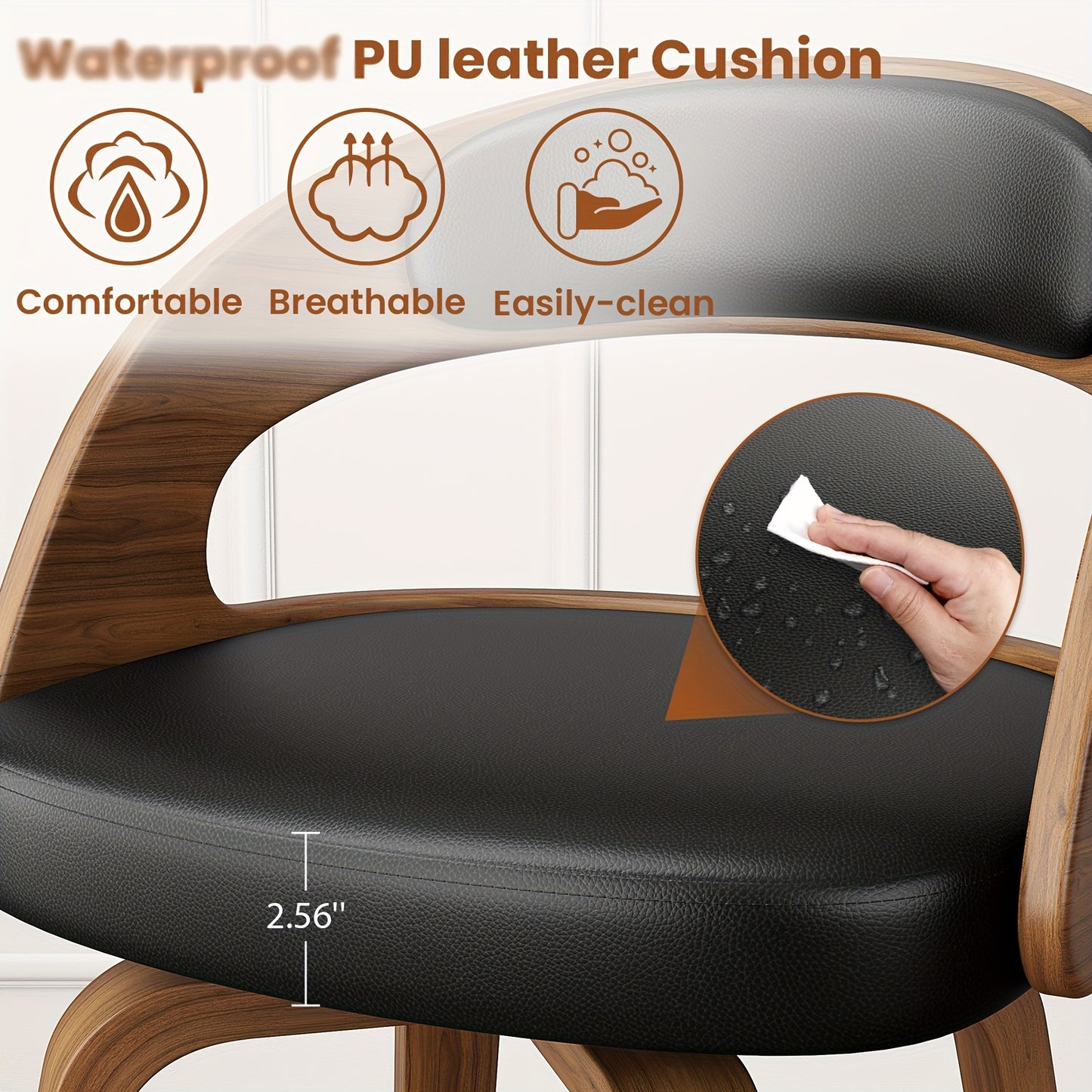 3/4pcs Modern Upholstered Bar Chair Set, 26" Counter-Height Stools With Thick Soft Cushion, Ergonomic Back Support, Solid Wood Legs & Footrest For Kitchen Island