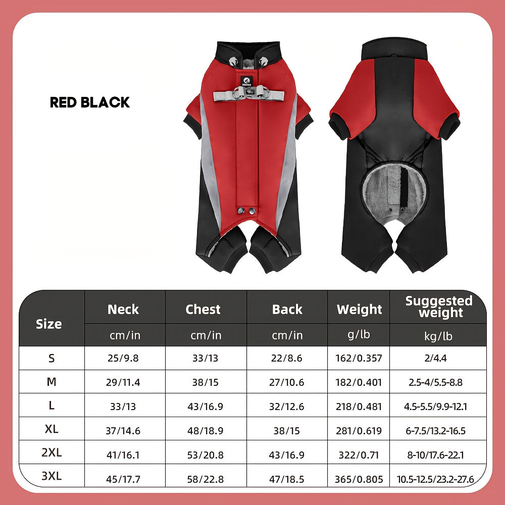 1pc Heavy-Duty Winter Dog Coat with 4-Wheel Houndout Design- Thermal Insulated Snowproof Jacket for Small, Medium, Large Dogs- Easy Snap Buttons& Closure, Reflective Safety strips- Ideal for Shih Tzu, Pomeranian, Cocker Spani